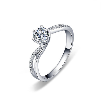 925 Silver Crown Geometric Ring with 1ct Moissanite Rhodium Plated Women's Luxury Jewelry Size 5-10