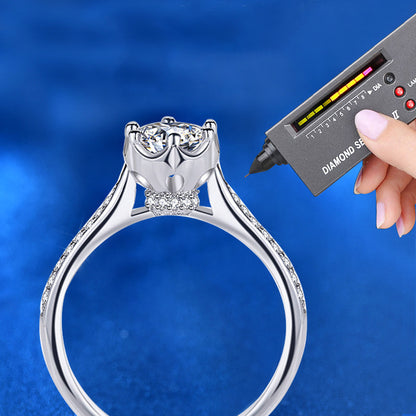 925 Silver Floral Adjustable Ring with 0.5 Carat Moissanite Petal Design Sweet Dainty Jewelry for Women