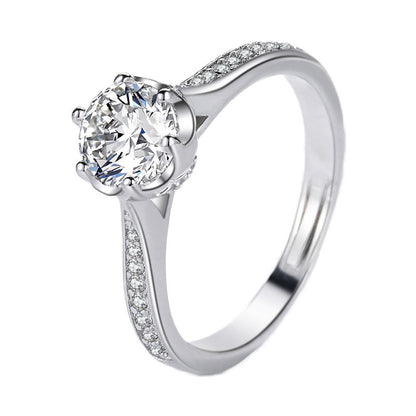 925 Silver Floral Adjustable Ring with 0.5 Carat Moissanite Petal Design Sweet Dainty Jewelry for Women