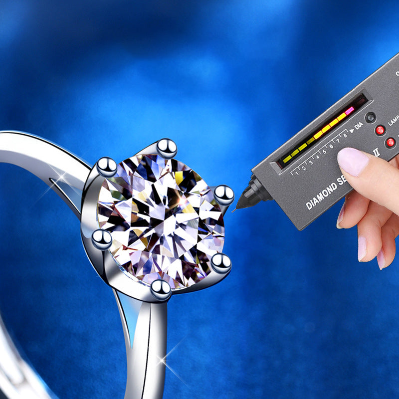 925 Silver Floral Adjustable Ring with 1ct or 2ct D Color Moissanite and Hearts Arrows Zircon White Gold Plated Jewelry for Women