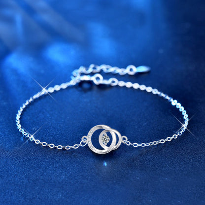 925 Silver Geometric Bracelet with 0.1ct Moissanite Versatile Employee Gift Jewelry Rhodium Plated