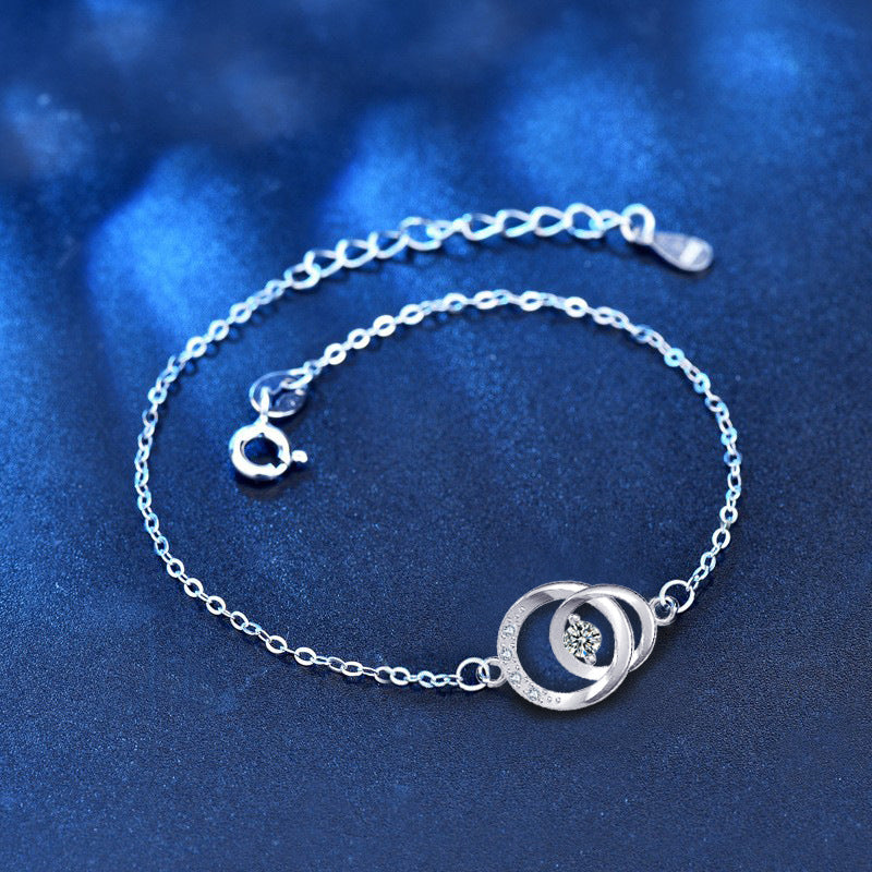 925 Silver Geometric Bracelet with 0.1ct Moissanite Versatile Employee Gift Jewelry Rhodium Plated