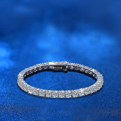 925 Silver Geometric Bracelet with 0.5ct 0.3ct or 0.1ct Moissanite Light Luxury Anniversary Jewelry White Gold Plated