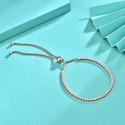 925 Silver Geometric Bracelet with White Gold,Yellow Gold or Rose Gold Plated Zircon Minimalist Jewelry for Women