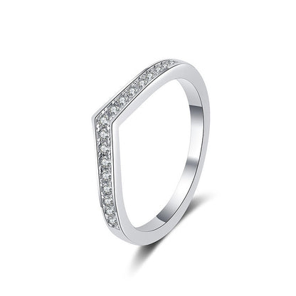 925 Silver Geometric Eternity Band with 0.14ct Moissanite Rhodium Plated Women's Jewelry Size 5-8