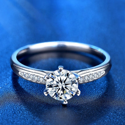 925 Silver Geometric Ring with 1ct Moissanite Chic Minimalist Women's Jewelry Size 5-8