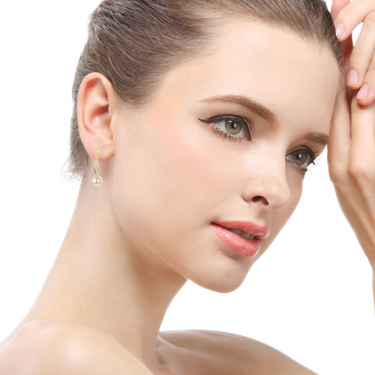 925 Silver Gold-Plated Pearl Stud Earrings - 1.5g Korean Style Shell Pearl Earrings with Plastic Backs, Sweet & Fresh Look