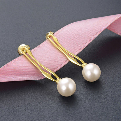 925 Silver Gold-Plated Pearl Stud Earrings - 1.5g Korean Style Shell Pearl Earrings with Plastic Backs, Sweet & Fresh Look