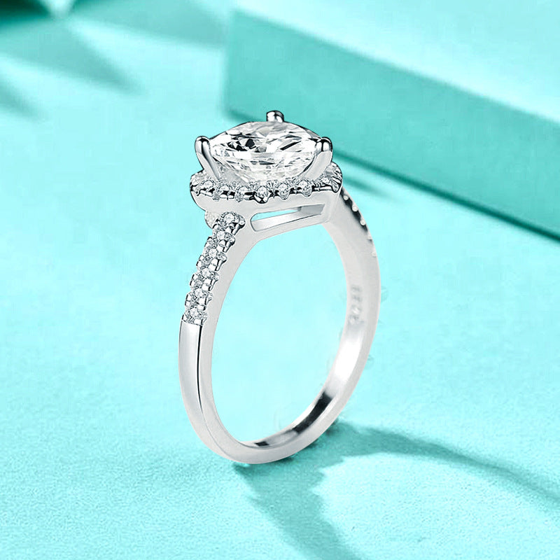 925 Silver Heart Shaped Zircon Ring Urban Street Style Women's Jewelry Size 5-10