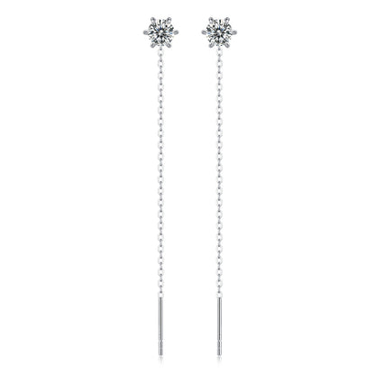 925 Silver Hexagon Moissanite Ear Threader Earrings