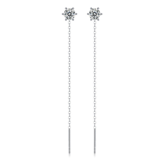 925 Silver Hexagon Moissanite Ear Threader Earrings