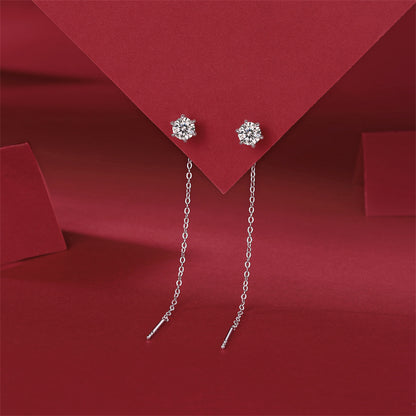 925 Silver Hexagon Moissanite Ear Threader Earrings