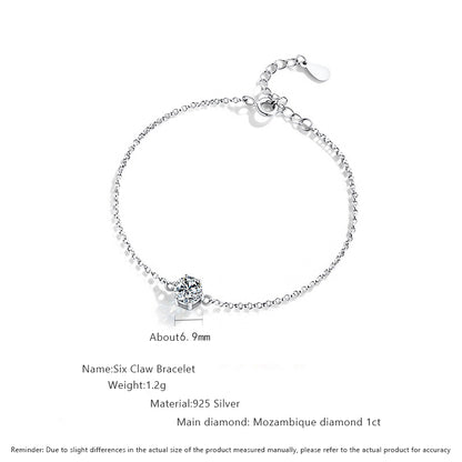 925 Silver Hexagonal Bracelet with 1ct Moissanite Minimalist Employee Gift Jewelry White Gold Plated