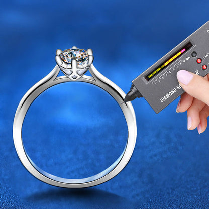 925 Silver Hexagonal Princess Solitaire Ring with D Color Moissanite Rhodium Plated Women's Jewelry Size 4-10