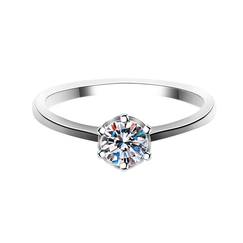 925 Silver Hexagonal Princess Solitaire Ring with D Color Moissanite Rhodium Plated Women's Jewelry Size 4-10
