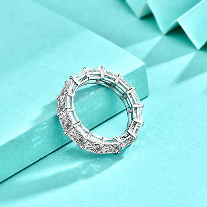 925 Silver Hip Hop Square Ring with White Zircon Geometric Statement Jewelry for Women Size 6-8