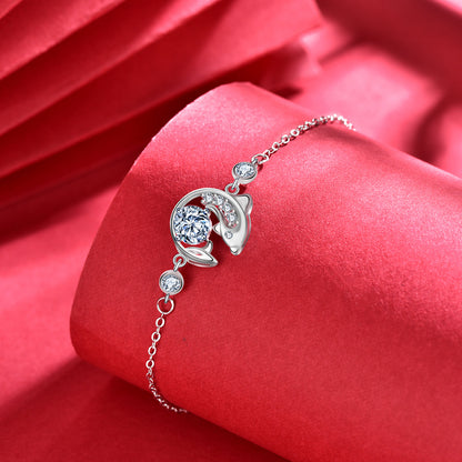 925 Silver Koi Fish Bracelet with 0.5ct Moissanite Royal Inspired Employee Gift Jewelry White Gold Plated