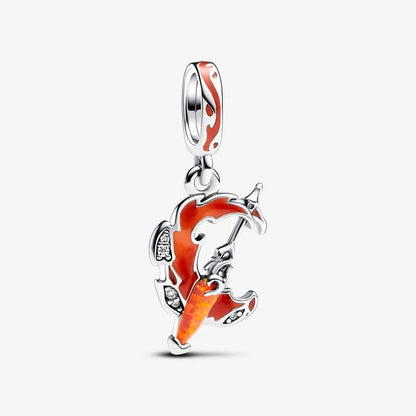 925 Silver Orange Opal Spear Charm