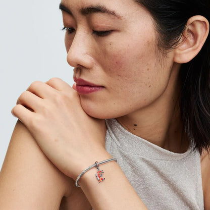 925 Silver Orange Opal Spear Charm