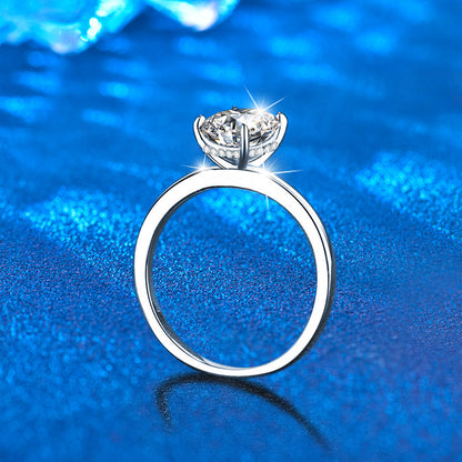 925 Silver Oval Geometric Moissanite Ring 0.5ct 4x6mm 1ct 5x7mm 2ct 7x9mm Rhodium Plated Women's Jewelry Size 5-9