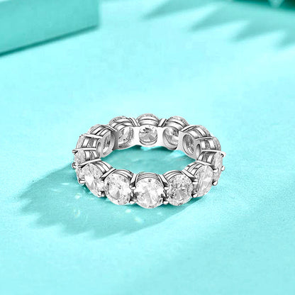 925 Silver Oval Geometric Ring with White Zircon Modern Minimalist Jewelry for Women Size 6-9