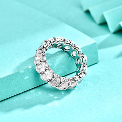 925 Silver Oval Geometric Ring with White Zircon Modern Minimalist Jewelry for Women Size 6-9