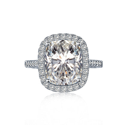 925 Silver Oval Hip Hop Ring with White Zircon Geometric Statement Jewelry for Women US Size 6-7