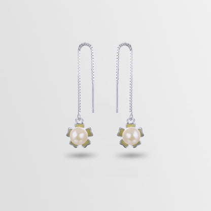925 Silver Pearl Drop Earrings - Korean Style Mother-of-Pearl Dangle Earrings for Women