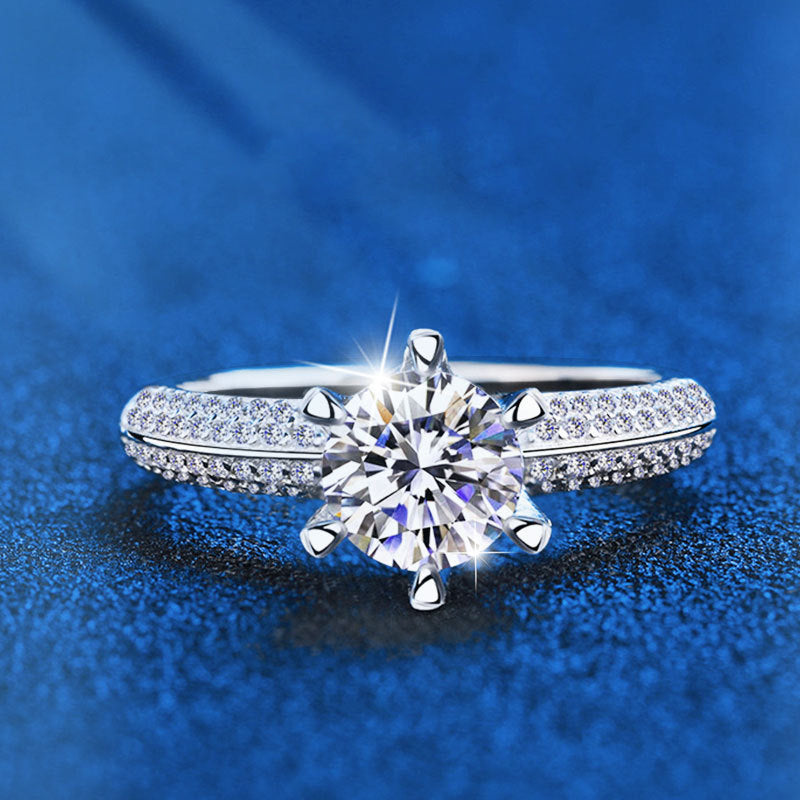 925 Silver Square Geometric Ring with 1ct/2ct Moissanite Unique Women's Jewelry Size 5-8