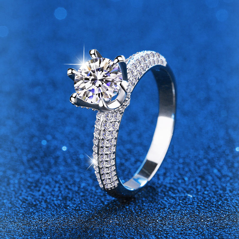 925 Silver Square Geometric Ring with 1ct/2ct Moissanite Unique Women's Jewelry Size 5-8