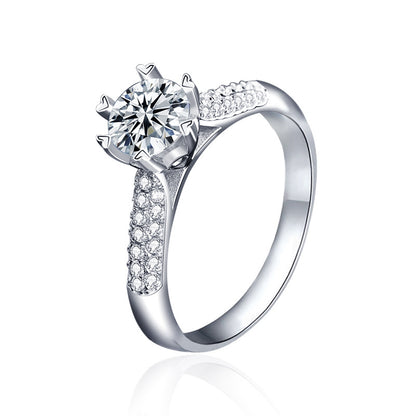 925 Silver Star Micro Paved Ring with 1ct D Color Moissanite Chic White Gold Plated Jewelry for Women Size 5-8