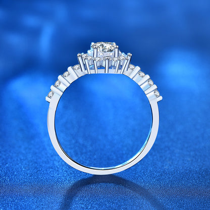 925 Silver Star Shaped Ring with 0.5ct Moissanite Women's Delicate Jewelry Size 5-8