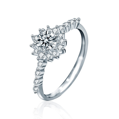 925 Silver Star Shaped Ring with 0.5ct Moissanite Women's Delicate Jewelry Size 5-8