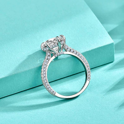 925 Silver Teardrop Zircon Statement Ring Rhodium Plated Bold Women's Jewelry Size 6-9