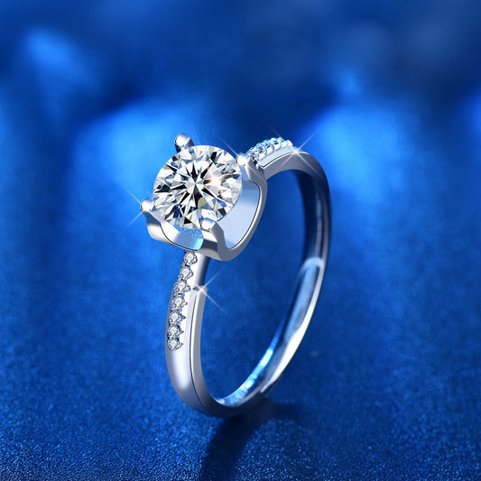 925 Silver U-Shaped Square Geometric Ring with 1ct D Color Moissanite Unique Women's Jewelry Size 5-8