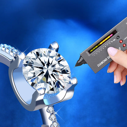 925 Silver U-Shaped Square Geometric Ring with 1ct D Color Moissanite Unique Women's Jewelry Size 5-8