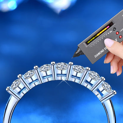 925 Silver U-Shaped Stackable Ring with 0.1ct Moissanite Pavé Rhodium Plated Minimalist Band Women's Jewelry Size 5-8