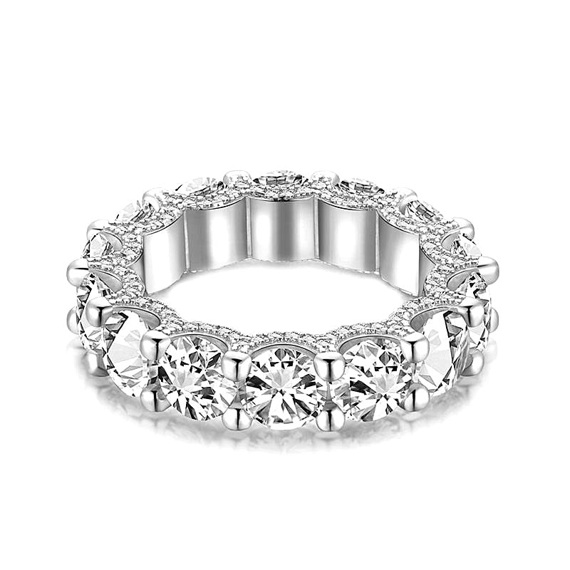 925 Silver White Zircon Geometric Stacking Ring Minimalist Circle Band Jewelry for Women Size 6-9