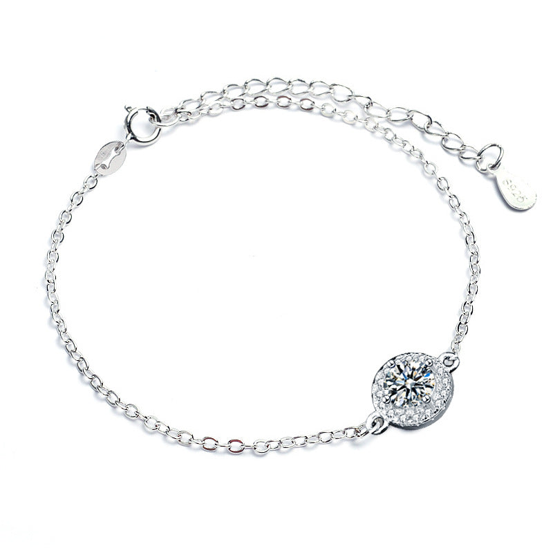 925 Silver Women's Geometric Bracelet with 0.5ct or 1ct Moissanite Office Jewelry White Gold Plated