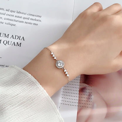 925 Silver Women's Geometric Bracelet with 1ct Moissanite Minimalist Travel Jewelry White Gold Plated
