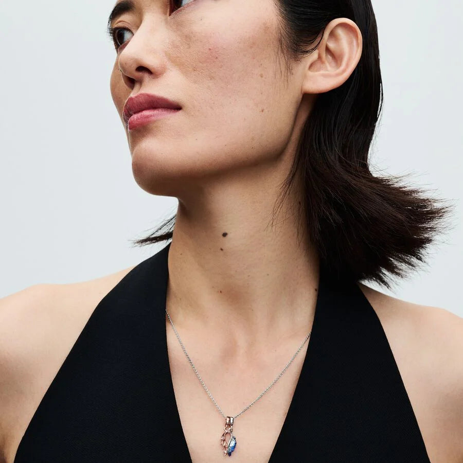 925 Silver & CZ Yao Deer Antler & Feather Pendant