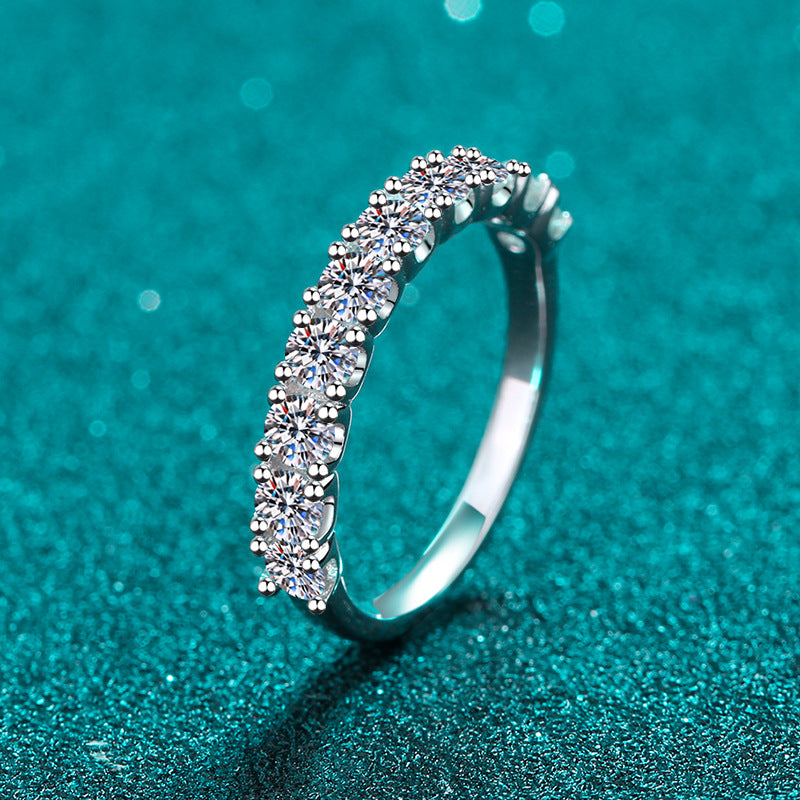 925 Sterling Silver 10-Stone Princess Eternity Band | 0.6ct/1ct Moissanite Stackable Ring