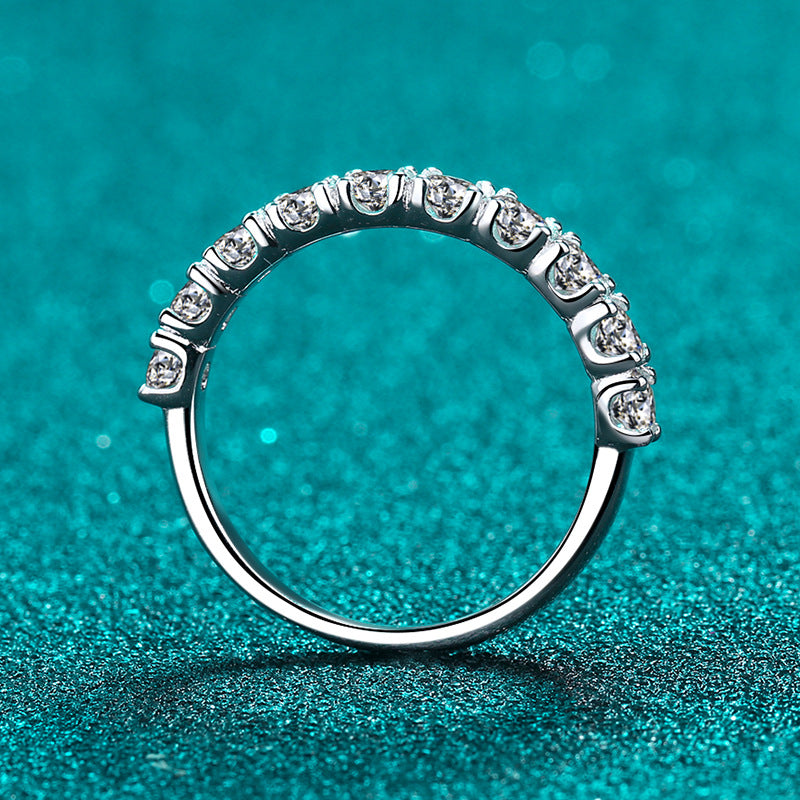 925 Sterling Silver 10-Stone Princess Eternity Band | 0.6ct/1ct Moissanite Stackable Ring