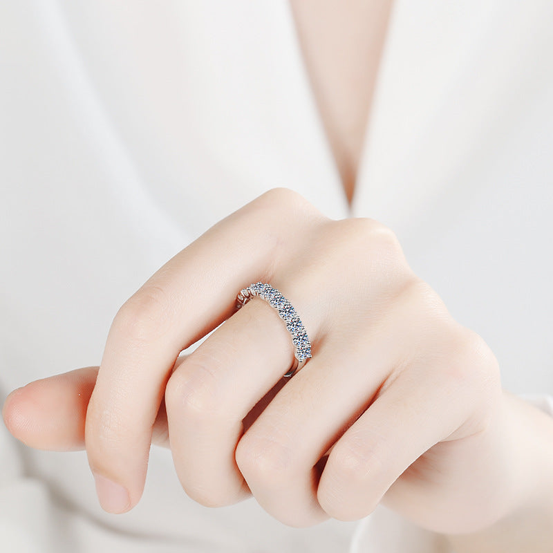925 Sterling Silver 10-Stone Princess Eternity Band | 0.6ct/1ct Moissanite Stackable Ring