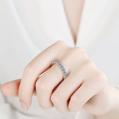 925 Sterling Silver 10-Stone Princess Eternity Band | 0.6ct/1ct Moissanite Stackable Ring