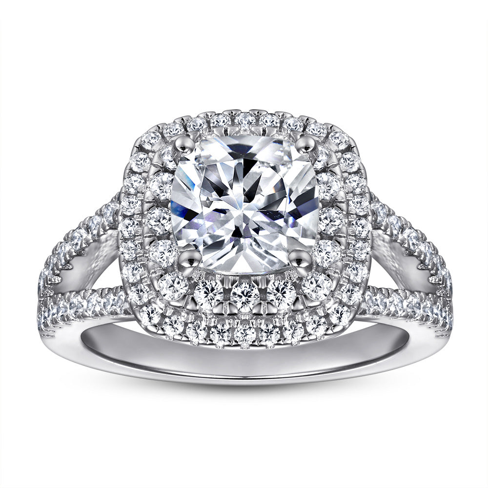925 Sterling Silver 2 Carat Zircon Wedding Ring – Elegant Heart-Shaped Bridal Jewelry
