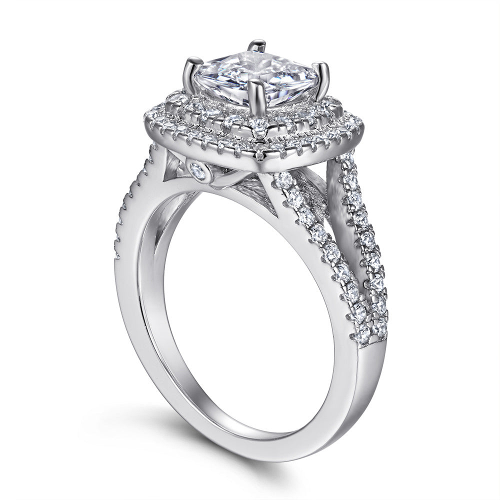 925 Sterling Silver 2 Carat Zircon Wedding Ring – Elegant Heart-Shaped Bridal Jewelry