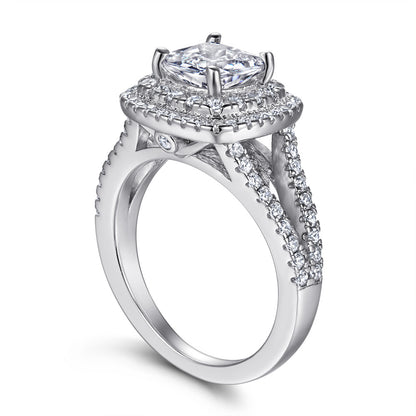 925 Sterling Silver 2 Carat Zircon Wedding Ring – Elegant Heart-Shaped Bridal Jewelry