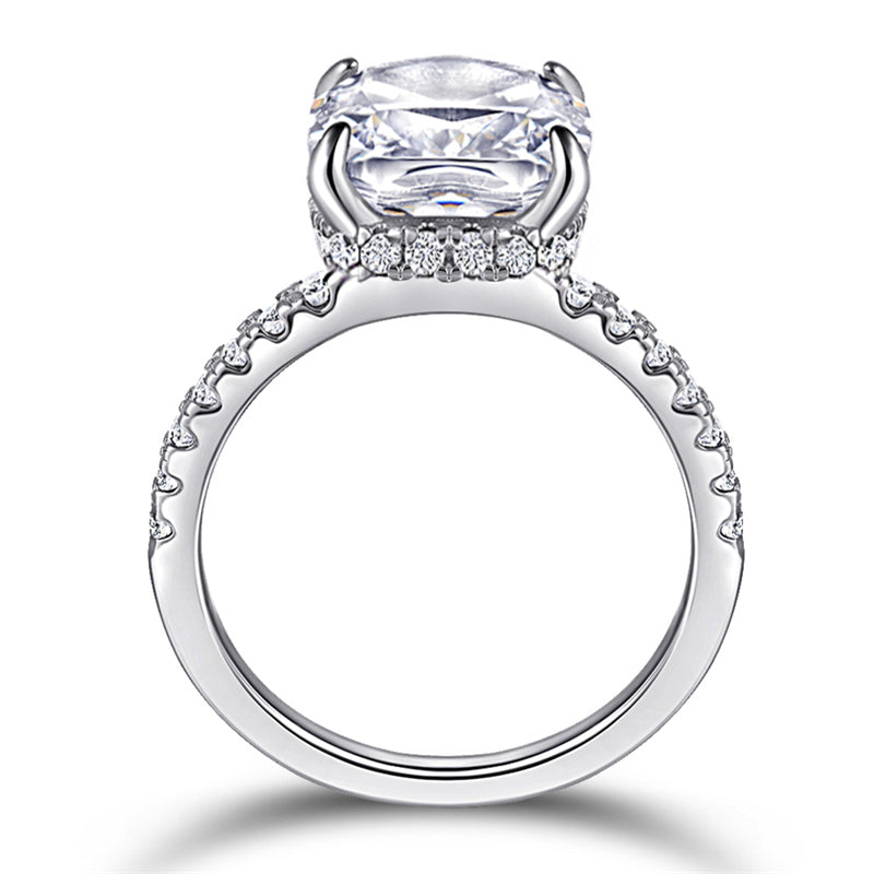 925 Sterling Silver 4.5ct Princess-Cut Rectangular Zircon Ring – Luxury 5A Simulated Diamond Jewelry