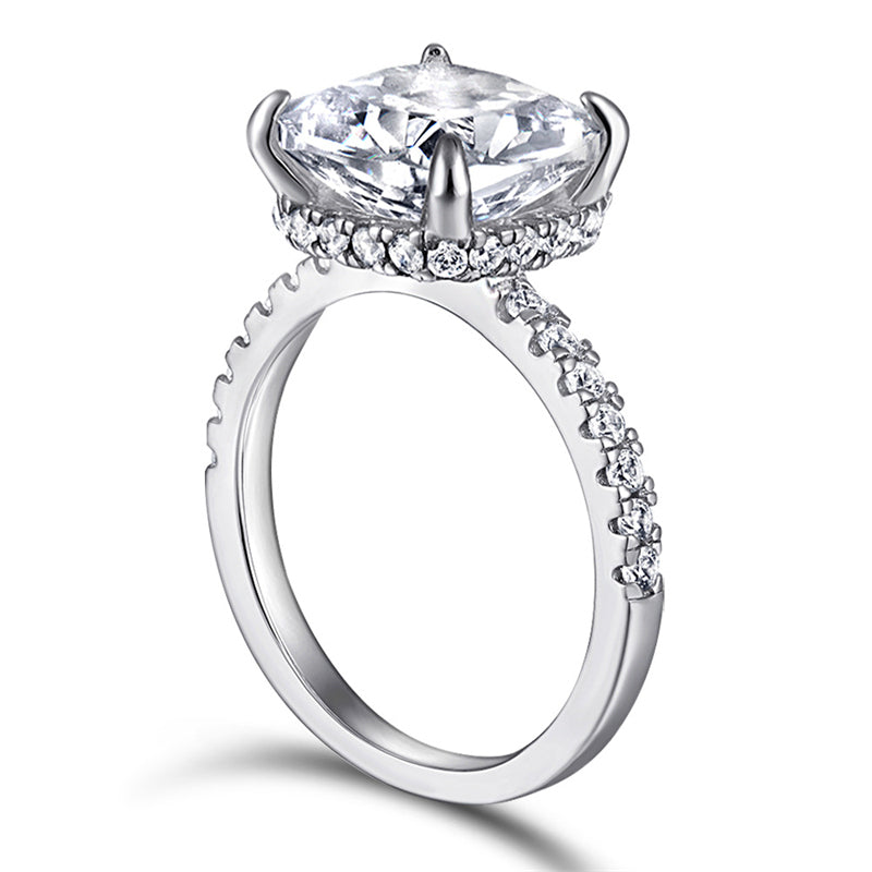 925 Sterling Silver 4.5ct Princess-Cut Rectangular Zircon Ring – Luxury 5A Simulated Diamond Jewelry